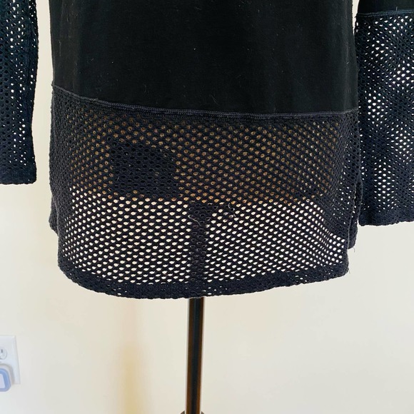 NUX Active Cowl Neck Mesh Netting Pullover Athleisure Sweatershirt Top Black - Picture 8 of 11